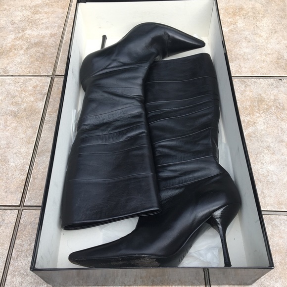 Sebastian black leather pointed toe heeled boots - Picture 11 of 14